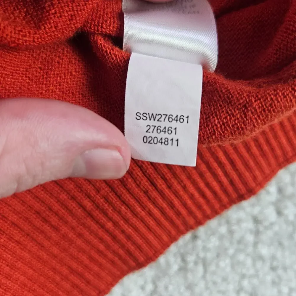 J Jill Sweater Womens M Orange Easy Fit V Neck Knit Lightweight Pullover - Picture 4 of 8